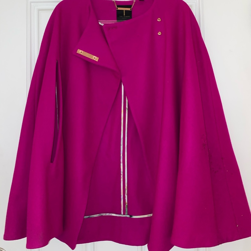 Ted Baker Wool/Cashmere Pink Cape Coat